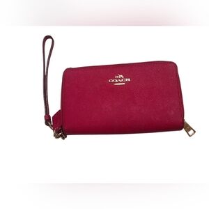 Coach Pink Zip Wallet Wristlet Y2K